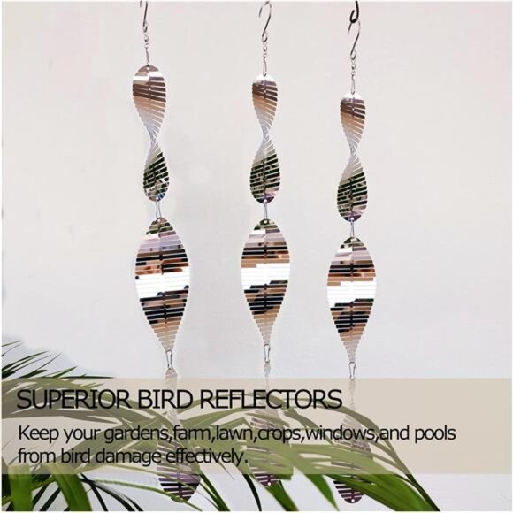 Metal Bird Scare Discs Set-Highly Reflective Double-Sided Bird Reflectors - Picture 6 of 7